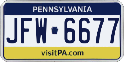 PA license plate JFW6677