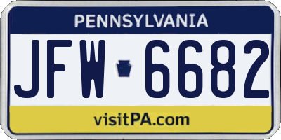 PA license plate JFW6682