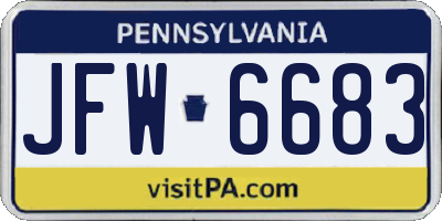 PA license plate JFW6683