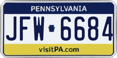 PA license plate JFW6684