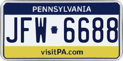 PA license plate JFW6688