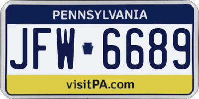 PA license plate JFW6689