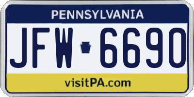 PA license plate JFW6690