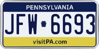 PA license plate JFW6693