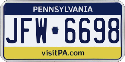 PA license plate JFW6698
