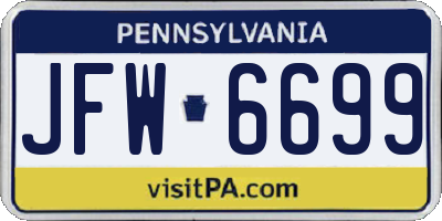 PA license plate JFW6699