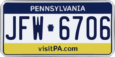 PA license plate JFW6706