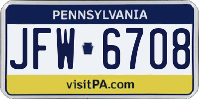 PA license plate JFW6708
