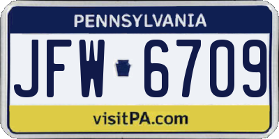 PA license plate JFW6709