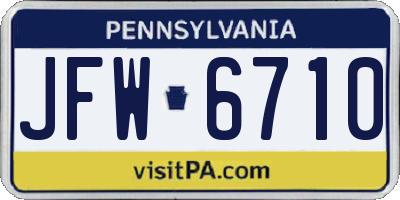 PA license plate JFW6710