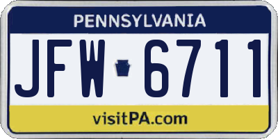 PA license plate JFW6711