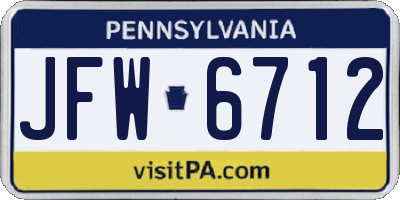 PA license plate JFW6712