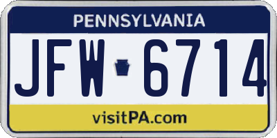 PA license plate JFW6714
