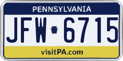 PA license plate JFW6715