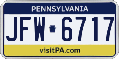 PA license plate JFW6717