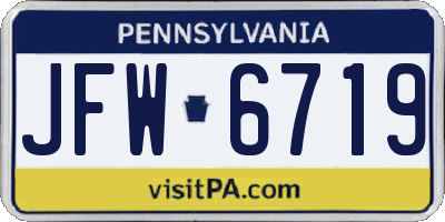 PA license plate JFW6719