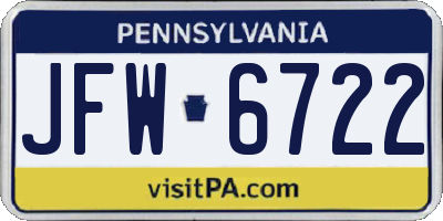 PA license plate JFW6722