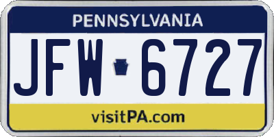 PA license plate JFW6727