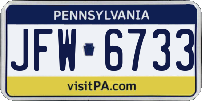 PA license plate JFW6733