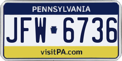 PA license plate JFW6736