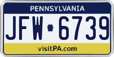PA license plate JFW6739