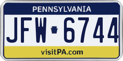 PA license plate JFW6744