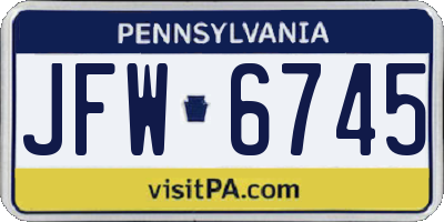 PA license plate JFW6745