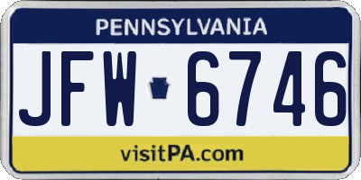 PA license plate JFW6746