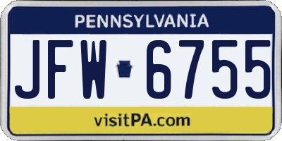 PA license plate JFW6755