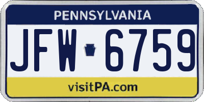 PA license plate JFW6759