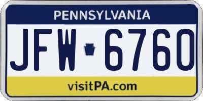 PA license plate JFW6760