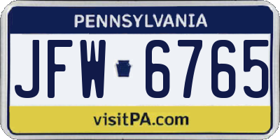 PA license plate JFW6765