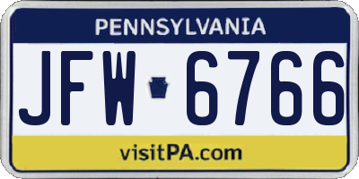 PA license plate JFW6766