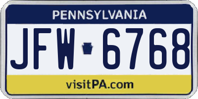 PA license plate JFW6768