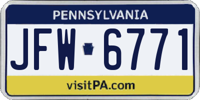 PA license plate JFW6771