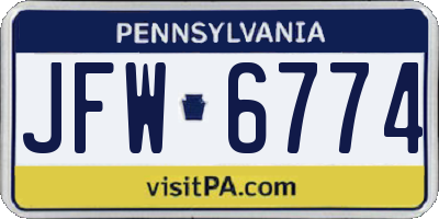 PA license plate JFW6774