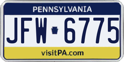 PA license plate JFW6775