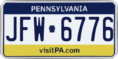PA license plate JFW6776