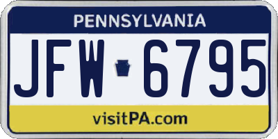 PA license plate JFW6795