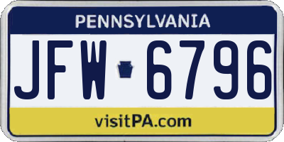 PA license plate JFW6796