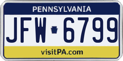 PA license plate JFW6799