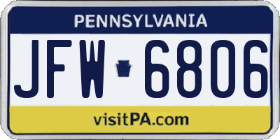PA license plate JFW6806