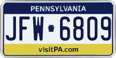 PA license plate JFW6809