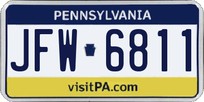 PA license plate JFW6811
