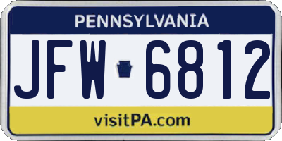 PA license plate JFW6812