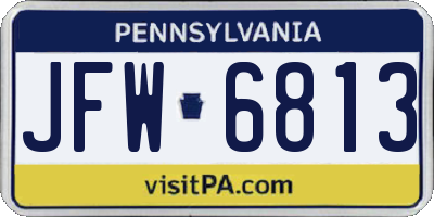 PA license plate JFW6813