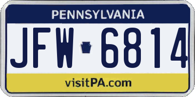 PA license plate JFW6814