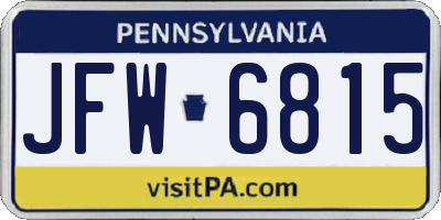 PA license plate JFW6815