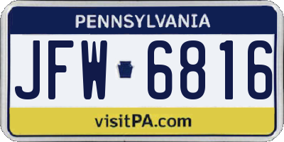 PA license plate JFW6816