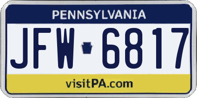 PA license plate JFW6817